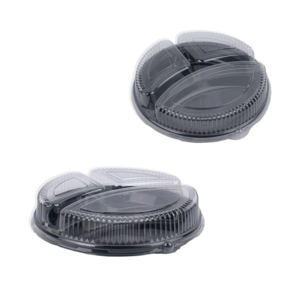 PLATO NEGRO LISO PANDO 26CM 3 DIVI + TAPA LASTRA