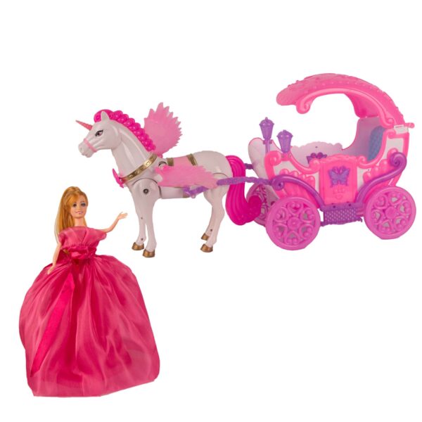 CARRUAJE GRANDE CON MUÑECA PILAS LUZ Y SONIDO CAJA
