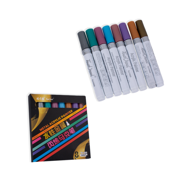 MARCADOR ACRILICO X 8PCS COLORES METALIZADO