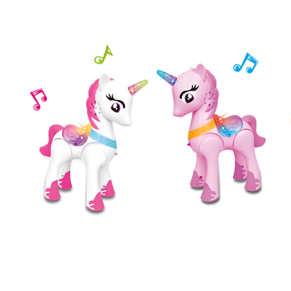 CABALLITO UNICORNIO PILAS LUZ Y SONIDO CAJA PRETTY