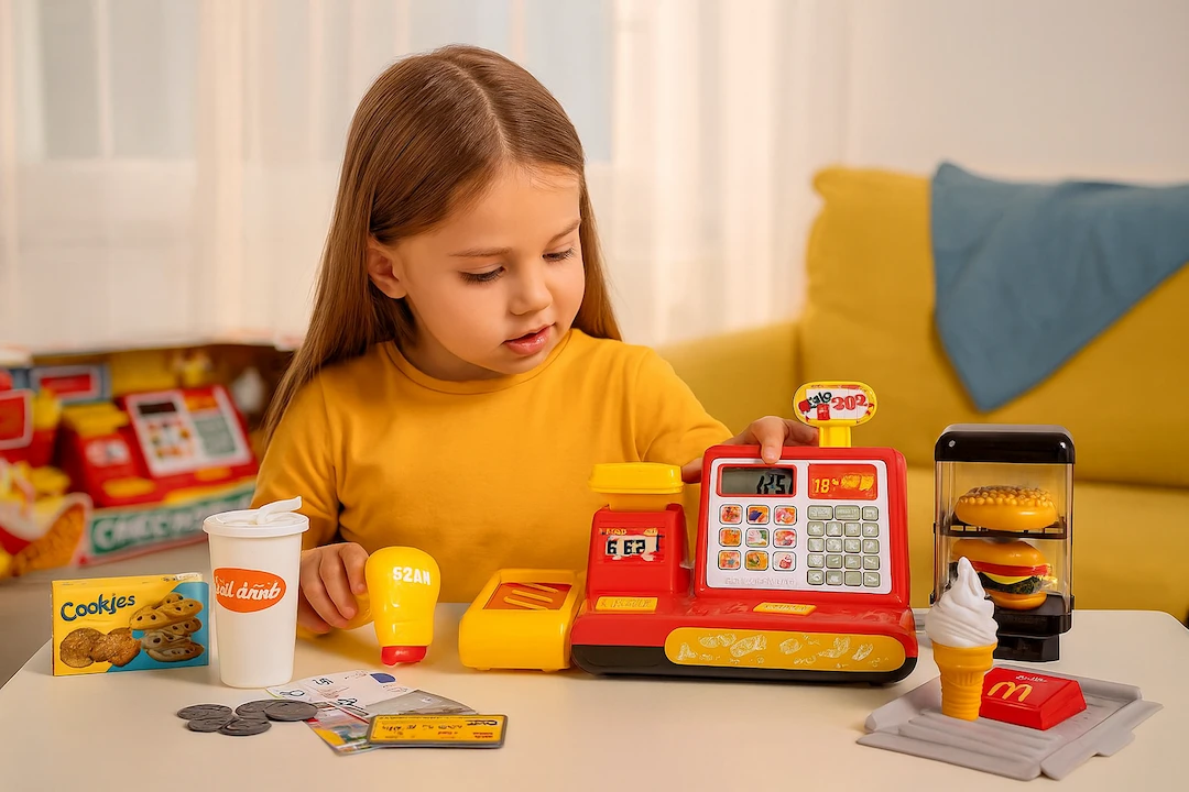 CAJA REGISTRADORA COMIDAS RAPIDAS PILAS LUZ Y SONI - Image 2