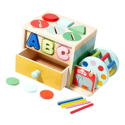 JUEGO DIDAC.MADERA CUBO DE ARRASTRAR LETRAS Y FIGU