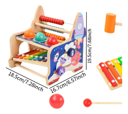 JUEGO DIDACTICO MADERA ASTRONAUTA ABACO XILOFONO