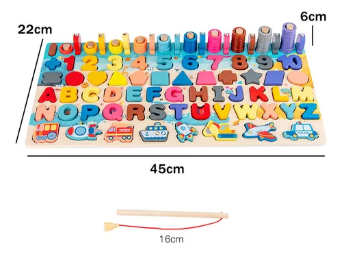 JUEGO DIDACTICO MADERA NUMEROS LETRAS Y FIGURA - Image 2